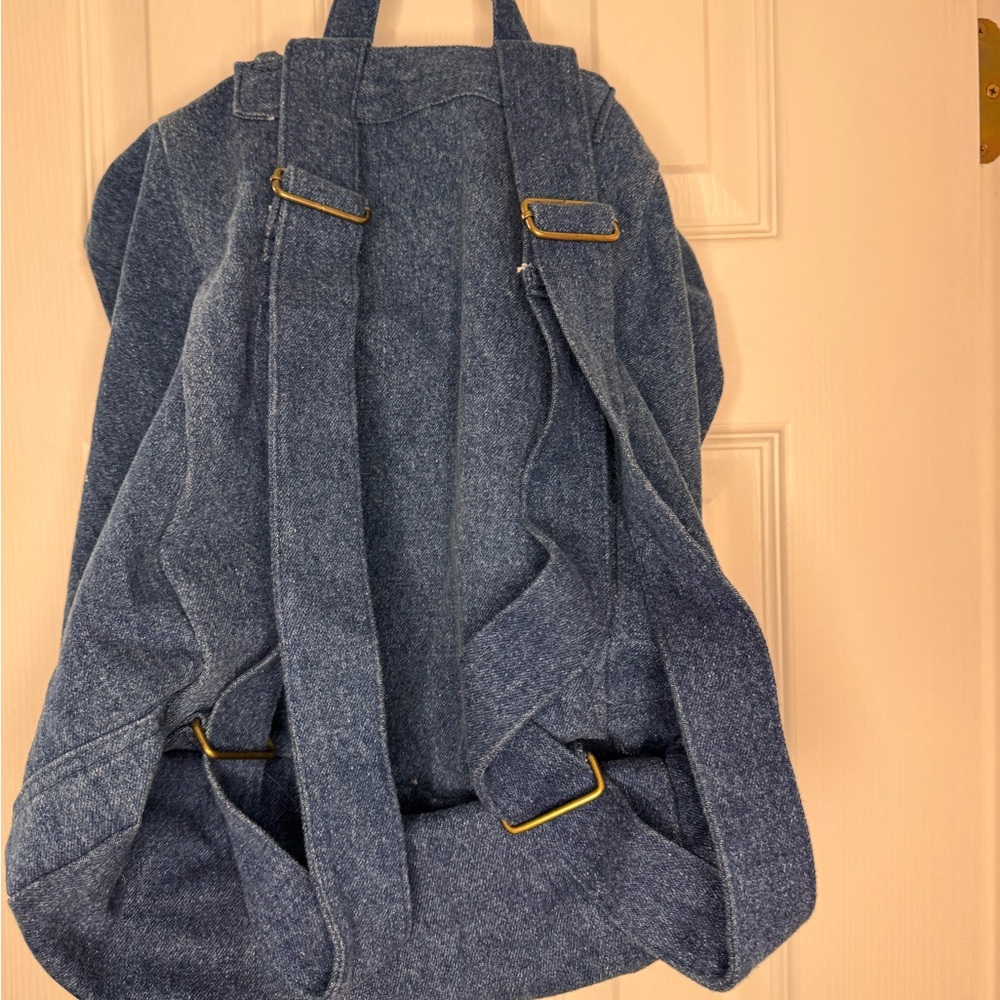 Disney Winnie the Pooh Denim Backpack Bee Friendly Daisy Print vintage - Picture 2 of 2
